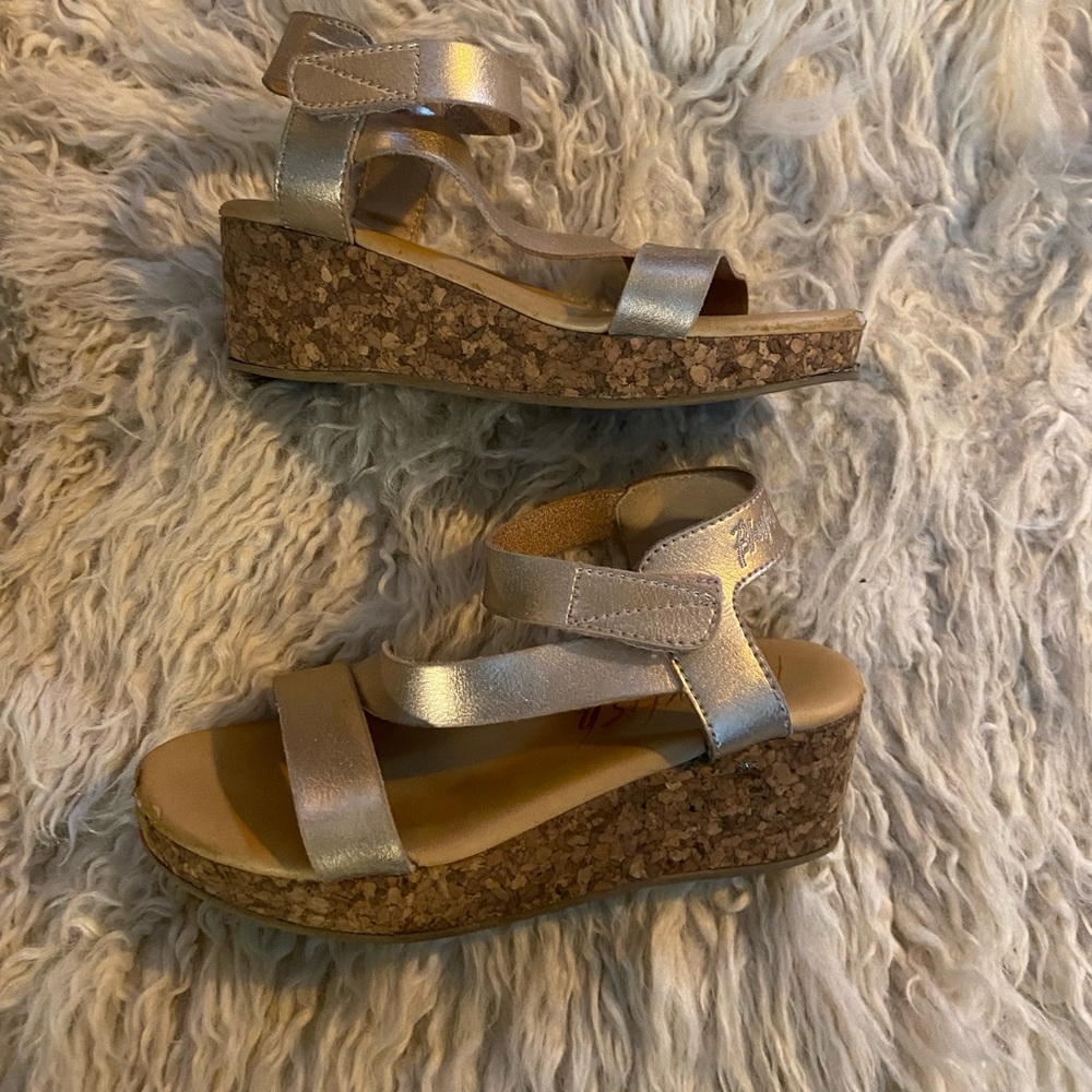 Blowfish youth size 2 velcro strap cork wedges